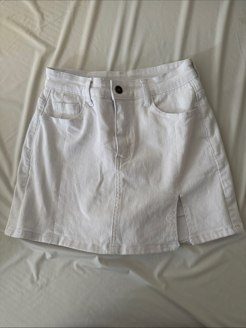 White Denim Mini Skort